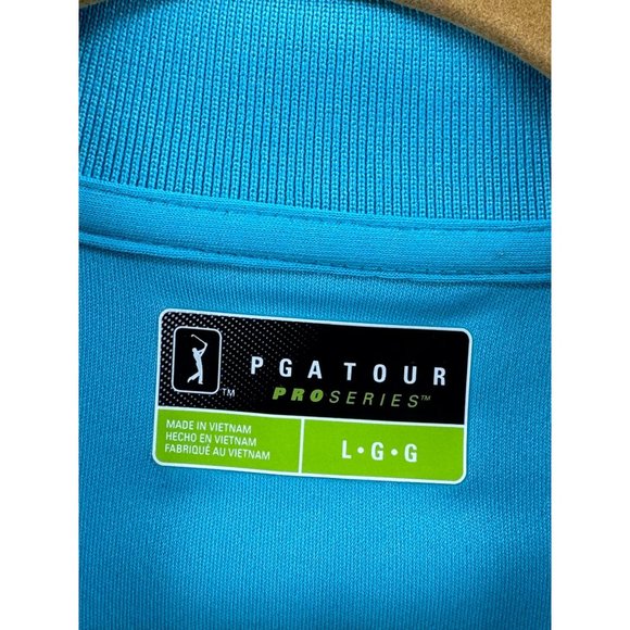 PGA Tour Pro Series Polo Shirt Short Sleeve Golf Blue Striped Size Large - Picture 3 of 5